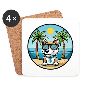 Argentino Chien Race Dessin Animé Lunettes De Soleil Plage - Dessous de verre (lot de 4) - blanc - Devant
