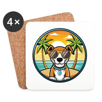 Ariege Pointer Hund Rasse Cartoon Sonnenbrille Strand - Untersetzer (4er-Set) - Weiß - Vorne
