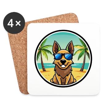 Australian Cattle Dog Rasse Cartoon Sonnenbrille Strand - Untersetzer (4er-Set) - Weiß - Vorne