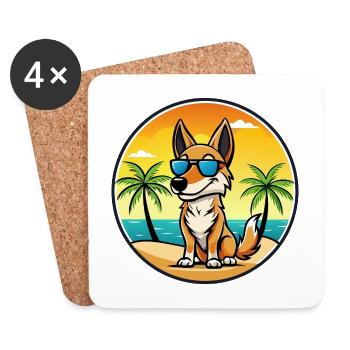 Australischer Kelpie Hund Rasse Cartoon Sonnenbrille Strand - Untersetzer (4er-Set) - Weiß - Vorne