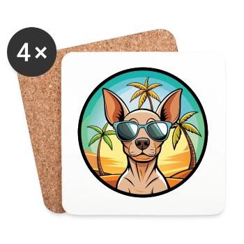 Amerikanischer haarloser Terrier Hunderasse Cartoon Beach - Untersetzer (4er-Set) - Weiß - Vorne