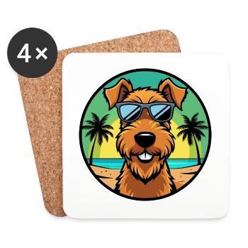 Airedale Terrier Hunderasse Cartoon Sonnenbrille Strand - Untersetzer (4er-Set) - Weiß - Vorne