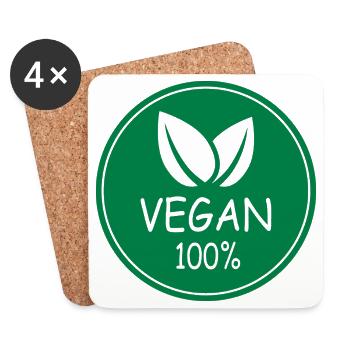 vegan 100% - Untersetzer (4er-Set) - Weiß - Vorne