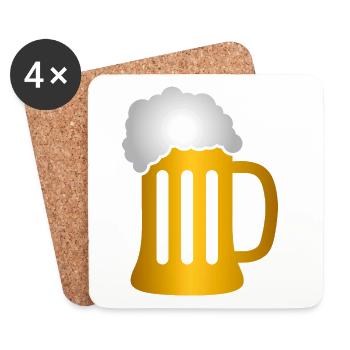 Golden Beer Krug Silhouette - Untersetzer (4er-Set) - Weiß - Vorne