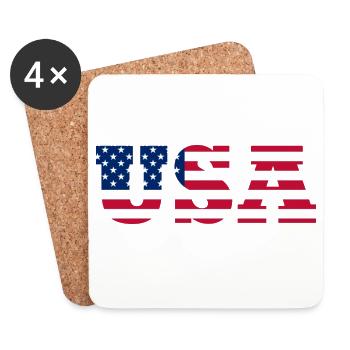 Stars & Stripes Lettermark USA - Untersetzer (4er-Set) - Weiß - Vorne