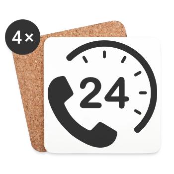 24/7 h Service - Untersetzer (4er-Set) - Weiß - Vorne