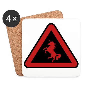 Achtung Einhorn, Gefahr - Untersetzer (4er-Set) - Weiß - Vorne