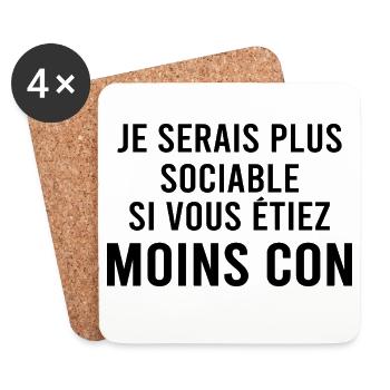 Je serai plus sociable si. - Dessous de verre (lot de 4) - blanc - Devant