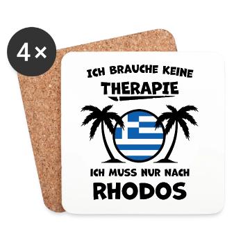 Rhodos Griechenland – Urlaub & Erinnerungen - Untersetzer (4er-Set) - Weiß - Vorne