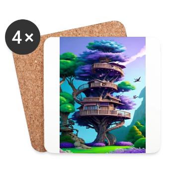 Treehouse Purple - Untersetzer (4er-Set) - Weiß - Vorne