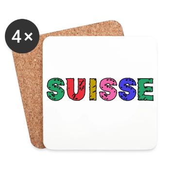 SUISSE. PAYS. GENEVE. HUMOUR. DRAPEAU. GENEVE - Dessous de verre (lot de 4) - blanc - Devant
