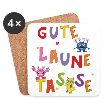 gute Laune Tasse - Untersetzer (4er-Set) - Weiß - Vorne