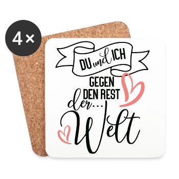 Du und ich gegen den Rest der Welt Liebe Motiv - Untersetzer (4er-Set) - Weiß - Vorne
