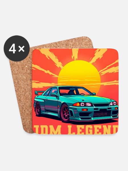 JDM Legend Sonnenaufgang - Untersetzer (4er-Set) - Weiß