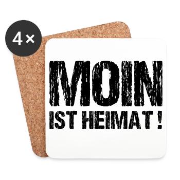 Moin ist Heimat Geschenk Sprüche für den Norden - Untersetzer (4er-Set) - Weiß - Vorne
