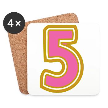5. 5 ANS. 5e ANNIVERSAIRE. ANNIVERSAIRE 5 ANS - Dessous de verre (lot de 4) - blanc - Devant