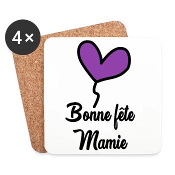 BONNE FÊTE MAMIE - Dessous de verre (lot de 4) - blanc - Devant