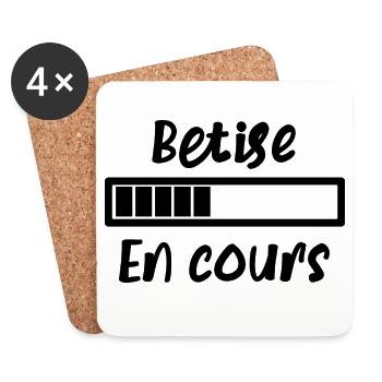 Bêtise en cours - Dessous de verre (lot de 4) - blanc - Devant