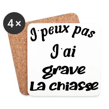 j'peux pas, j'ai grave la chiasse - Dessous de verre (lot de 4) - blanc - Devant