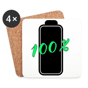 Batterie hat 100% volle Energie - Untersetzer (4er-Set) - Weiß - Vorne