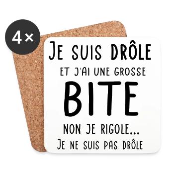 Je suis drôle et j'ai une grosse bite - Dessous de verre (lot de 4) - blanc - Devant