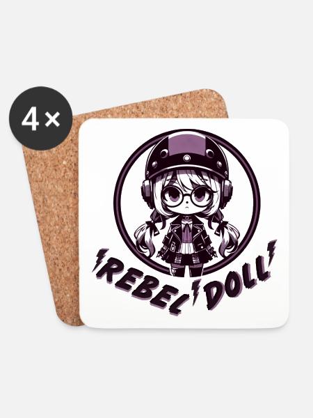 Rebel doll - Coasters (set of 4) - white