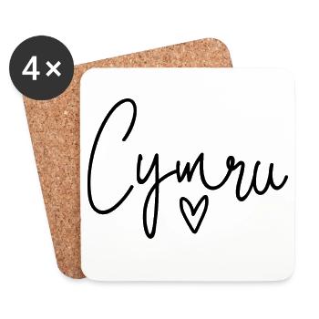 Cymru Calon Wales Herz - Untersetzer (4er-Set) - Weiß - Vorne