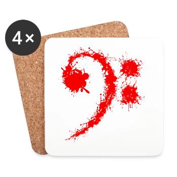 Bass Clef Red - Funny Music Lovers Gift - Coasters (set of 4) - white - Front