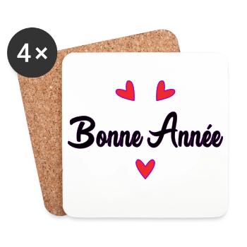 BONNE ANNEE. SAINT SYLVESTRE. MEILLEURS VOEUX - Dessous de verre (lot de 4) - blanc - Devant
