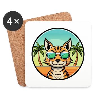 Ocicat Breed Cartoon Sonnenbrille Strand - Untersetzer (4er-Set) - Weiß - Vorne