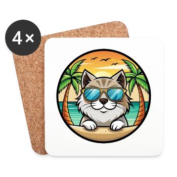 Himalaya-Katzenrasse Cartoon-Sonnenbrille Strand - Untersetzer (4er-Set) - Weiß - Vorne