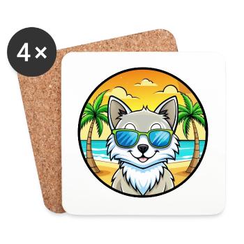 Lunettes de soleil de plage de race de chat angora turc - Dessous de verre (lot de 4) - blanc - Devant