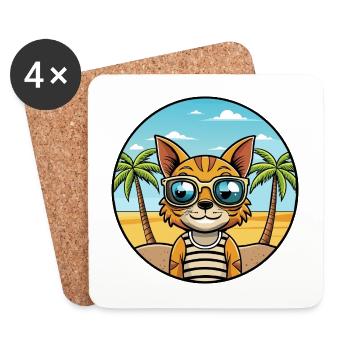 Ocicat Breed Cartoon Sonnenbrille Strand - Untersetzer (4er-Set) - Weiß - Vorne