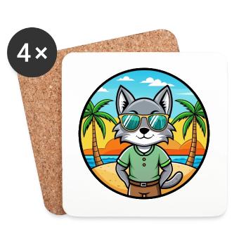 Korat Katzenrasse Cartoon Sonnenbrille Strand - Untersetzer (4er-Set) - Weiß - Vorne