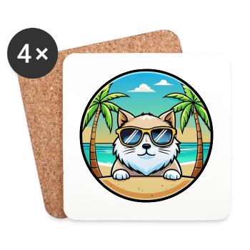 Himalaya-Katzenrasse Cartoon-Sonnenbrille Strand - Untersetzer (4er-Set) - Weiß - Vorne