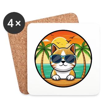 Burmesische Katzenrasse Cartoon Sonnenbrille Strand - Untersetzer (4er-Set) - Weiß - Vorne