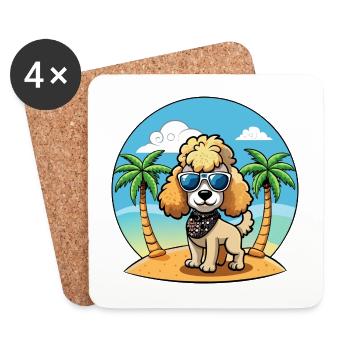 Pudel Hund Lustige Cartoon Sommer Strand Sonnenbrille - Untersetzer (4er-Set) - Weiß - Vorne
