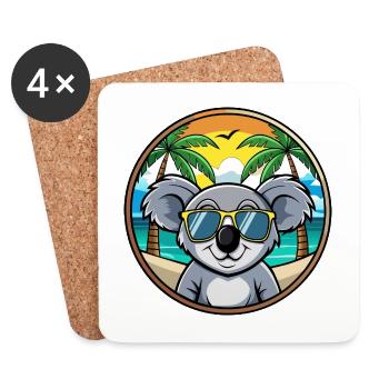 Koala Lustige Cartoon Sommer Strand Sonnenbrille Cool - Untersetzer (4er-Set) - Weiß - Vorne