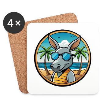 Aardvark Funny Cartoon Lunettes de soleil de plage d’été - Dessous de verre (lot de 4) - blanc - Devant