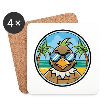 Quail Funny Cartoon Summer Beach Sunglasses Cool - Coasters (set of 4) - white - Front