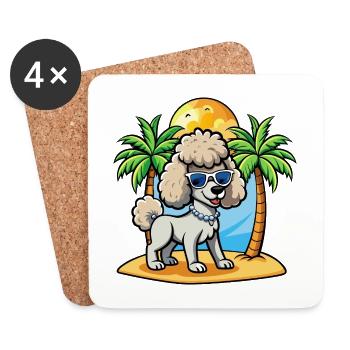 Pudel Hund Lustige Cartoon Sommer Strand Sonnenbrille - Untersetzer (4er-Set) - Weiß - Vorne