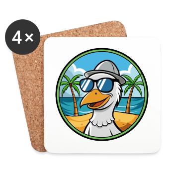 Gans Lustige Cartoon Sommer Strand Sonnenbrille Cool - Untersetzer (4er-Set) - Weiß - Vorne