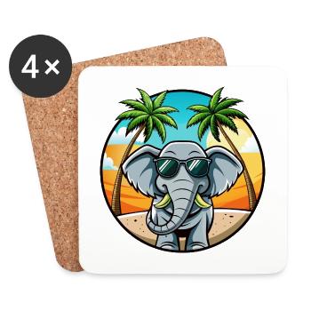 Elefant Lustige Cartoon Sommer Strand Sonnenbrille - Untersetzer (4er-Set) - Weiß - Vorne
