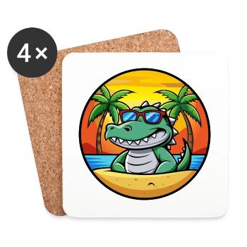 Krokodil Lustige Cartoon Sommer Strand Sonnenbrille - Untersetzer (4er-Set) - Weiß - Vorne