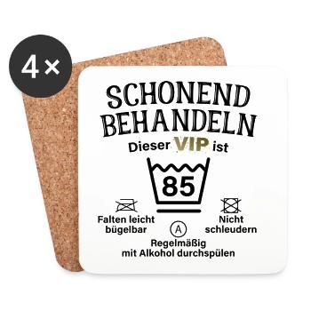 85. Geburtstag Schonend Behandeln 85 VIP ist 85 - Untersetzer (4er-Set) - Weiß - Vorne