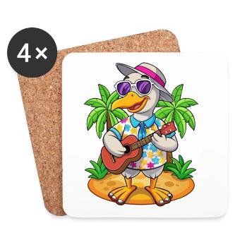 Lustige Gans Sommer Strand Sonnenbrille Hawaiianisch - Untersetzer (4er-Set) - Weiß - Vorne