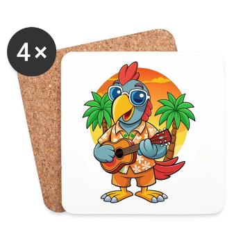 Lustige Papagei Sommer Strand Sonnenbrille Hawaiianisch - Untersetzer (4er-Set) - Weiß - Vorne