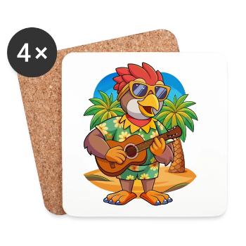 Lustige Falke Sommer Strand Sonnenbrille Hawaiianisch - Untersetzer (4er-Set) - Weiß - Vorne