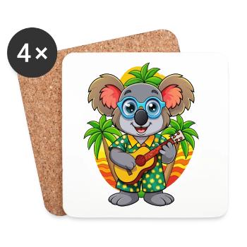 Lustige Koala Sommer Strand Sonnenbrille Hawaiianisch - Untersetzer (4er-Set) - Weiß - Vorne