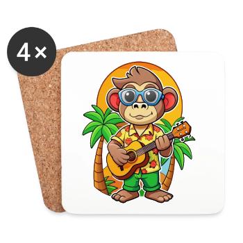 Lunettes de soleil de plage d’été de dessin animé de singe drôle - Dessous de verre (lot de 4) - blanc - Devant